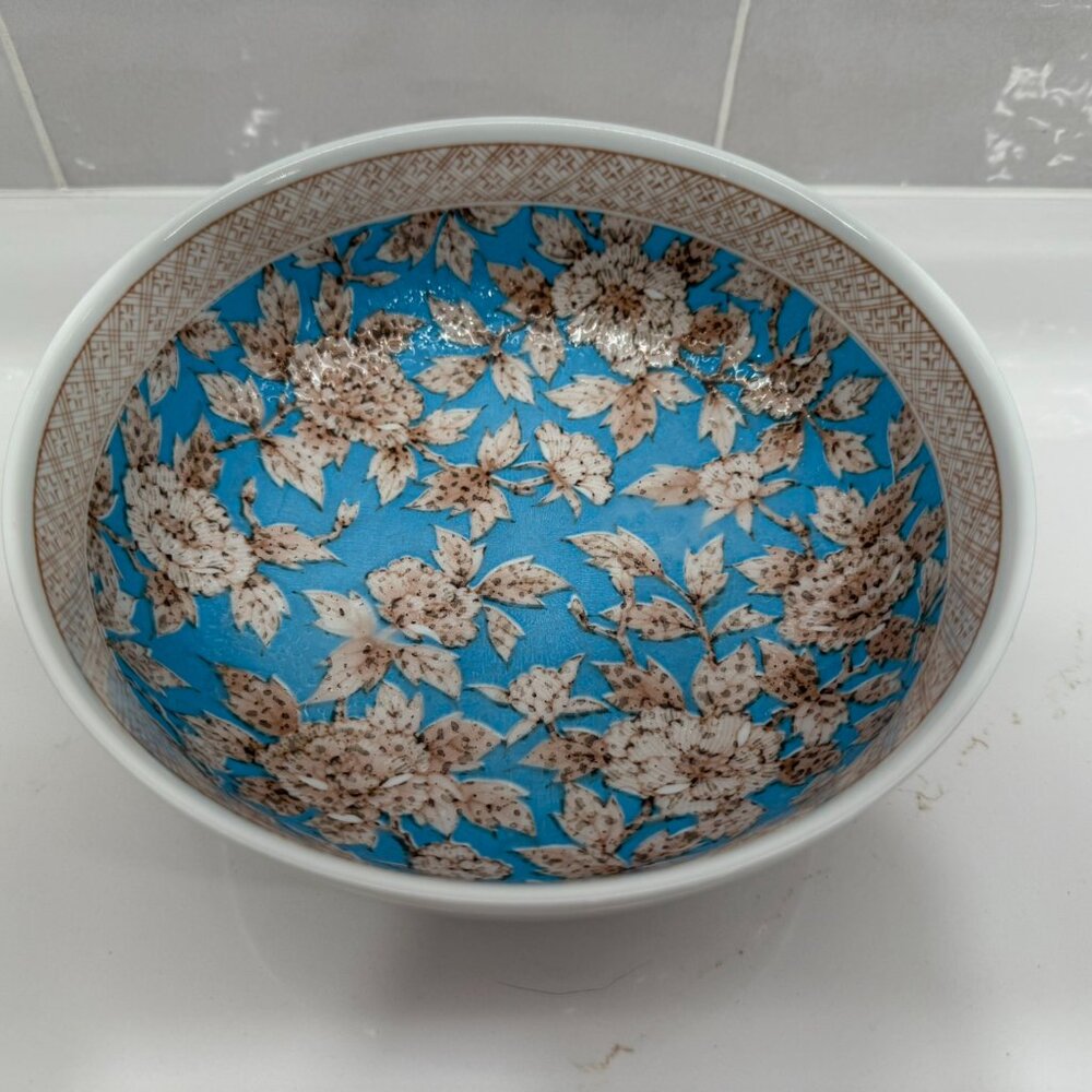 Japan‎ 9" Kitchen Serving Bowl Blue Beige Brown